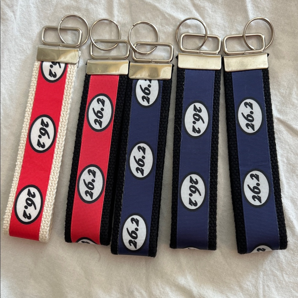 5 Marathon Keychains with 26.2 Design- handmade - perfect for a running group!
